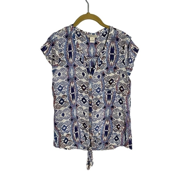Lucky Brand Tribal Aztec Printed T Shirt Small - Picture 1 of 6